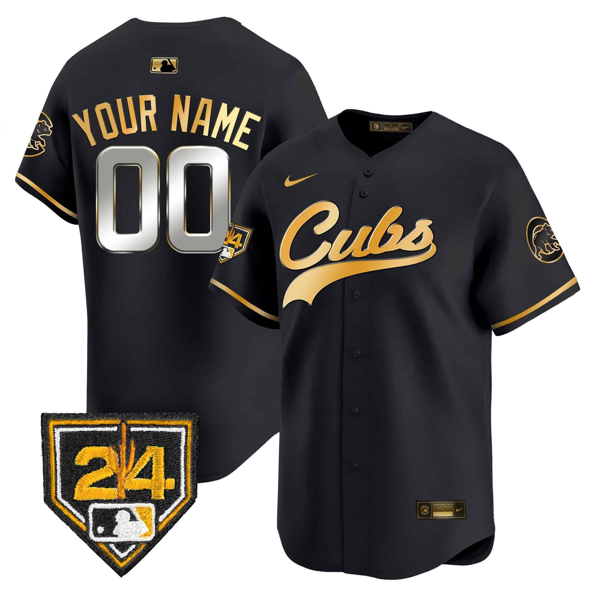 Men Chicago Cubs Black Nike 2024 Spring Training Patch Vapor Premier Limited Custom MLB Jersey->->